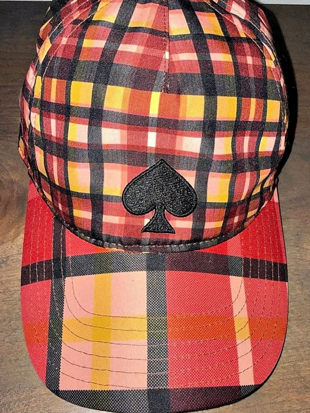 Kate Spade New York Plaid Baseball Cap in Red & Black Like New